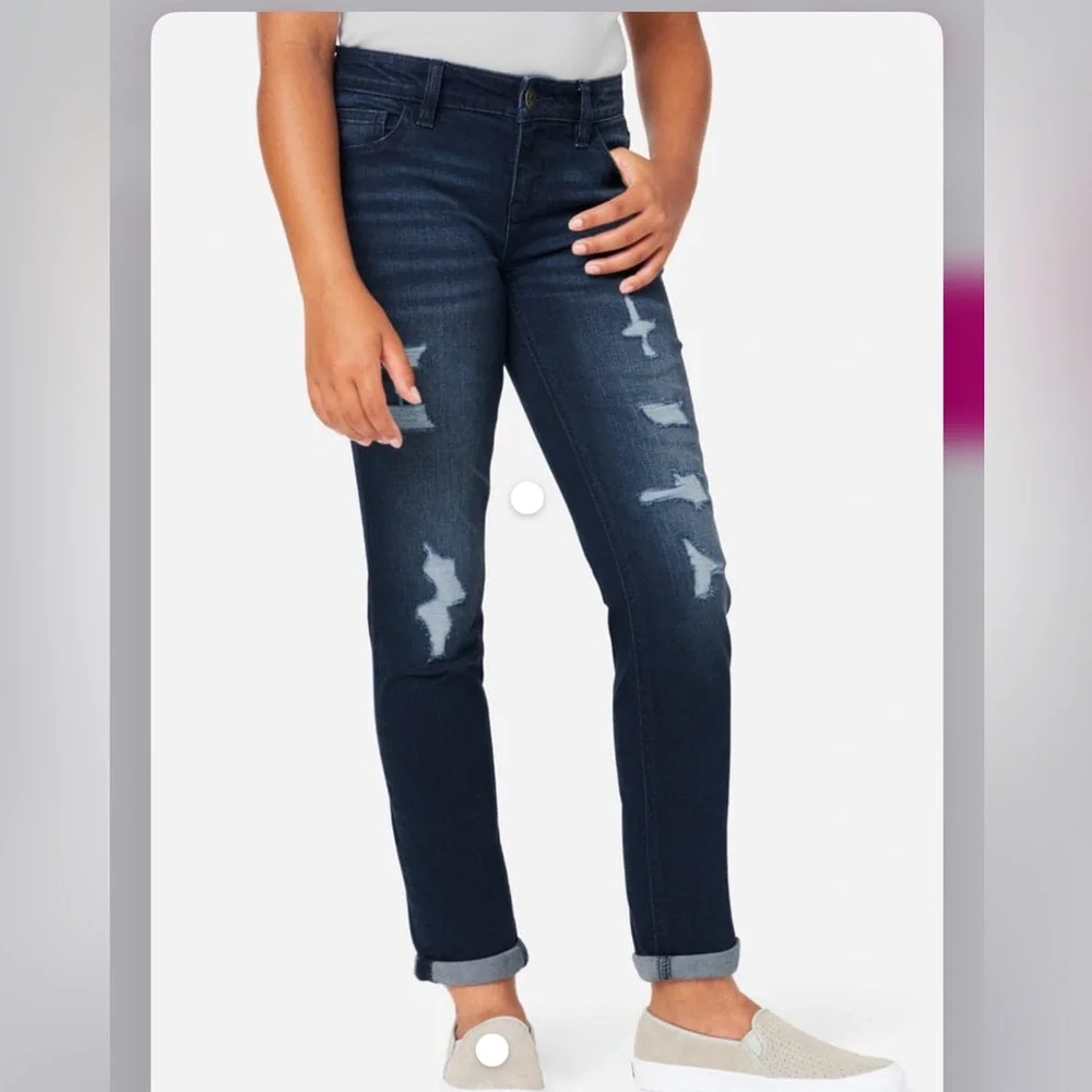 New! JUSTICE•destructed girlfriend crop jeans O.